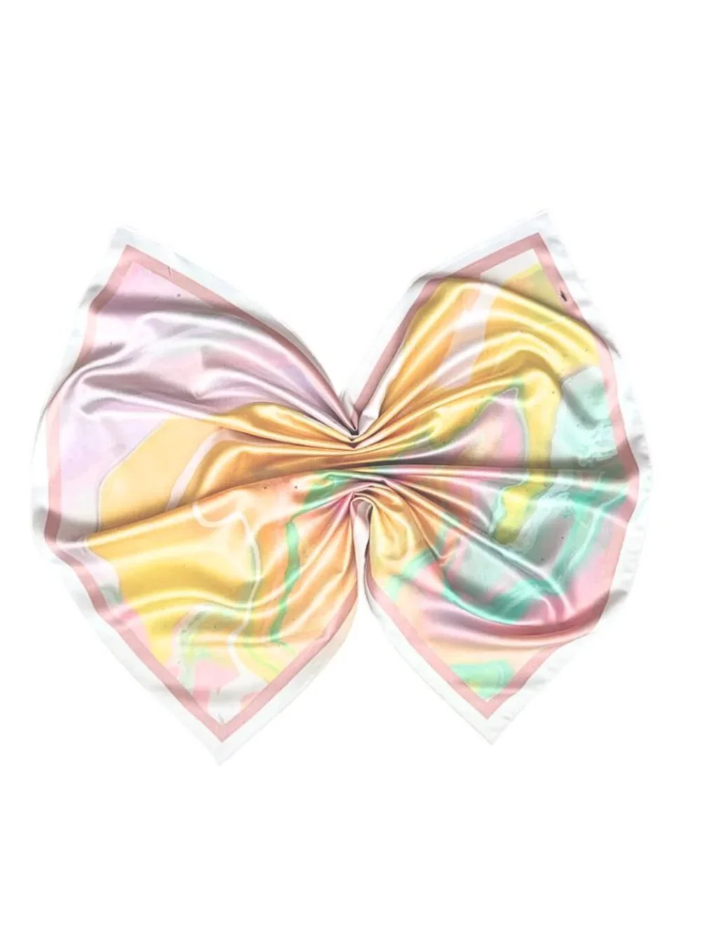 Yellow Sunset Marble Swirl Square Scarf 48x48cm | Custom Design Bandana NWOT